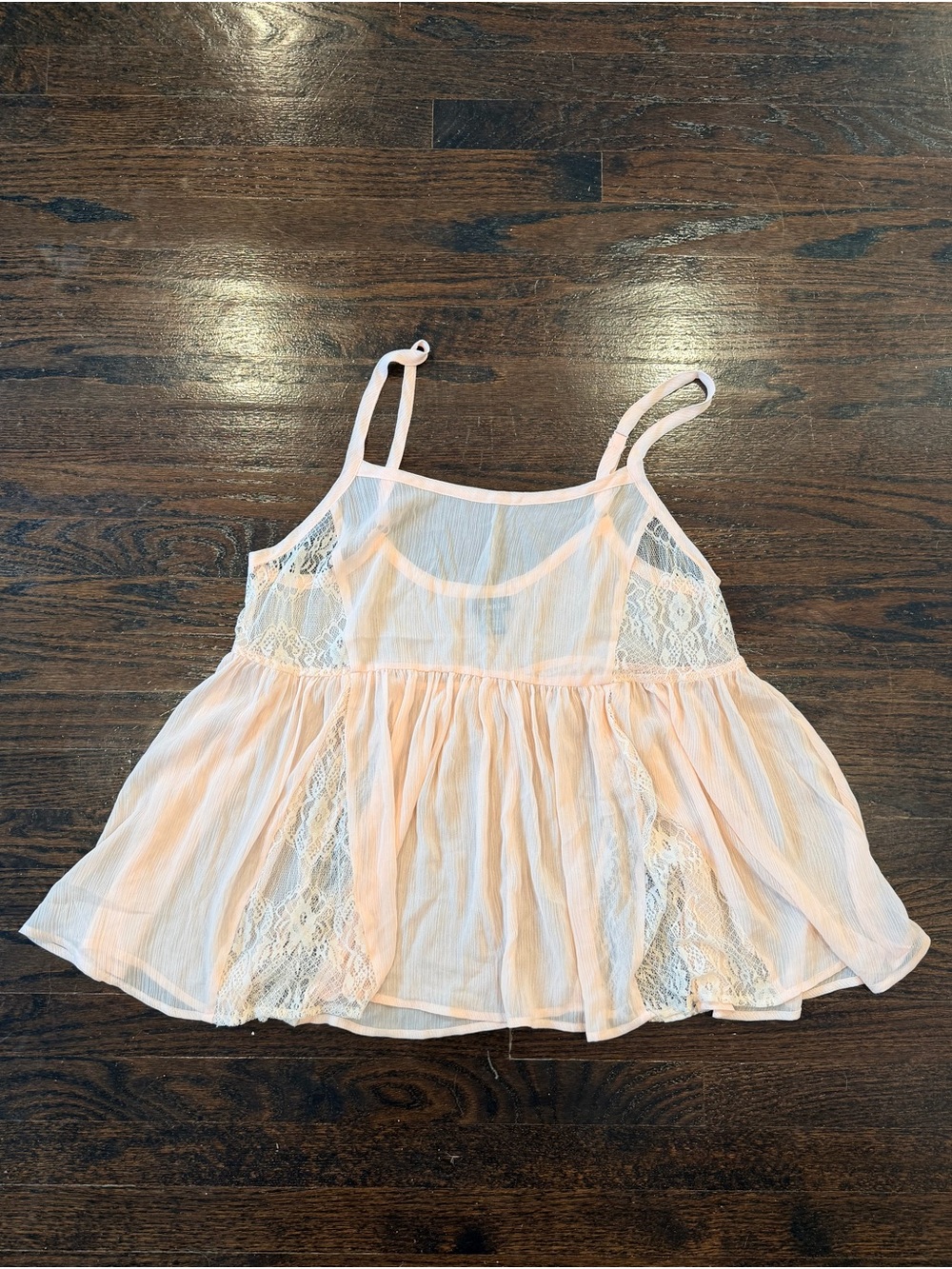 Sheer Lace-Panel Peach Cami Top - Women. Torrid 1